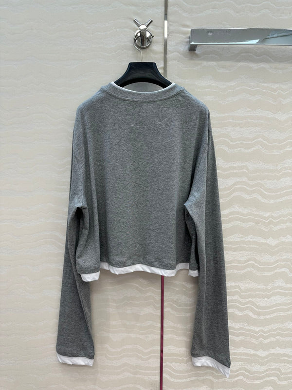 Prada Long-sleeved T-shirt Gray Cotton