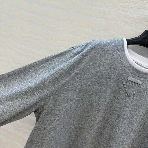 Prada Long-sleeved T-shirt Gray Cotton