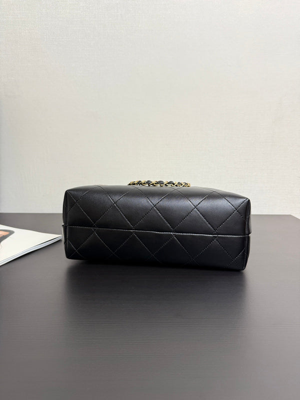 CC 25A Tote 28cm Grey Suede Black Calfskin