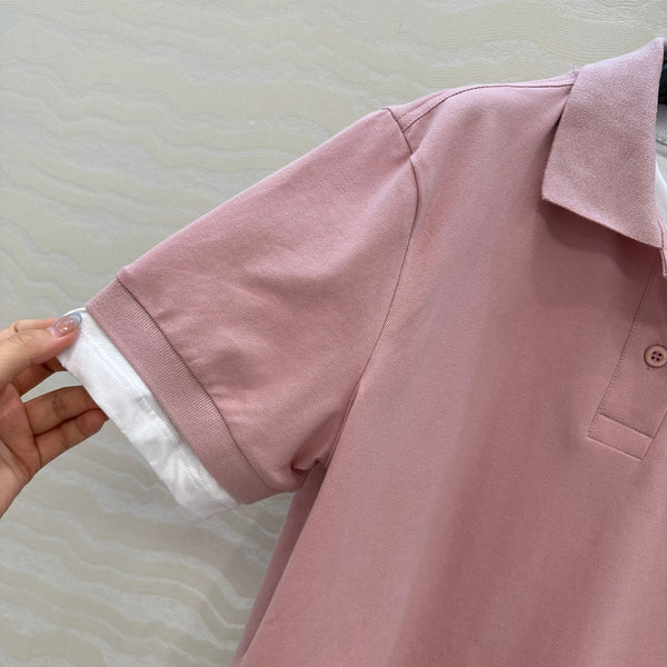 Prada Two-piece Polo Collar Pink mix White Cotton