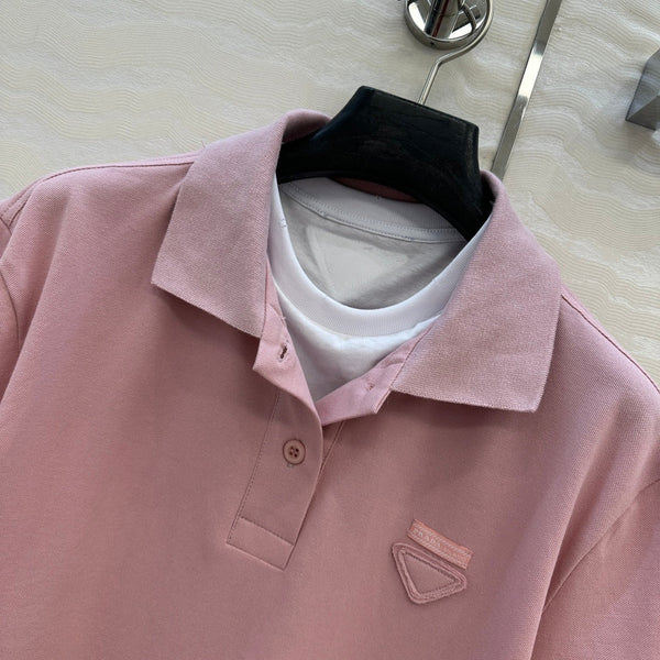 Prada Two-piece Polo Collar Pink mix White Cotton