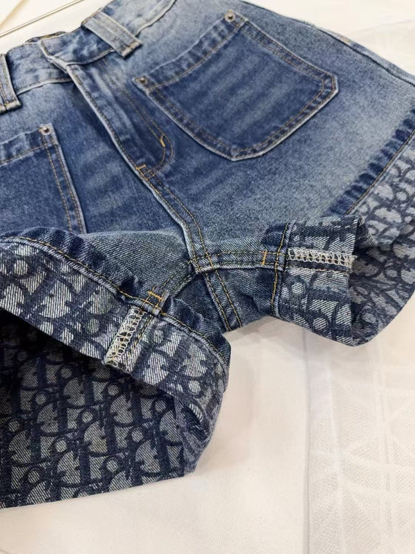 CD Rolled Denim Short Blue cotton