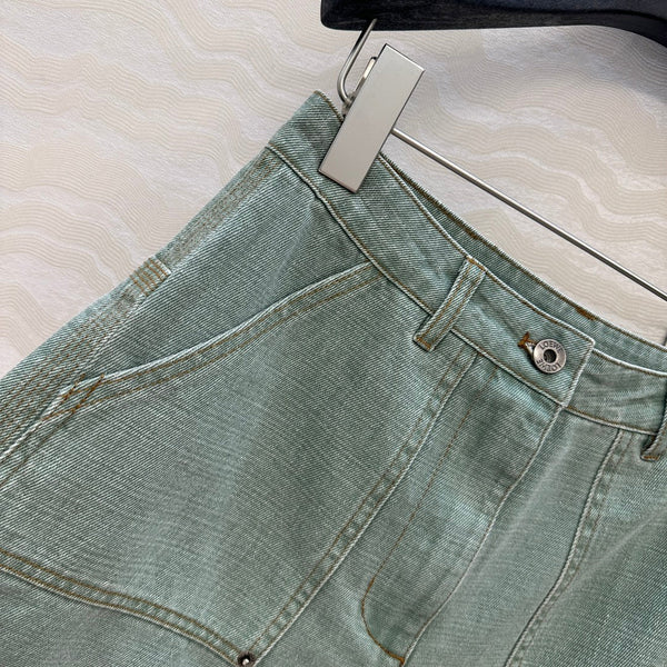 Loewe Denim Short Green Cotton