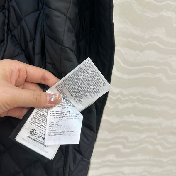 Moncler 25 Quilted Long Coat Black Polyester