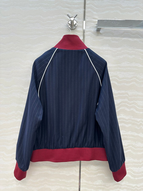 Miu Miu 25 Navy Blue Striped Jacket Polyester