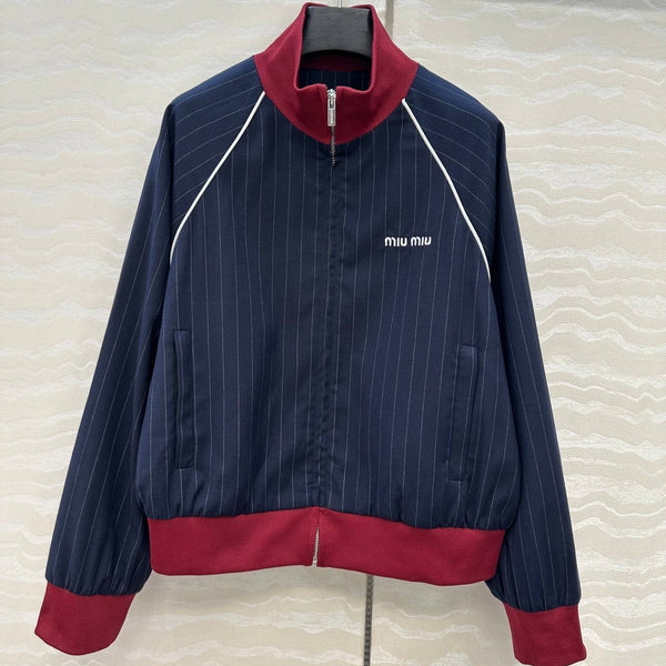 Miu Miu 25 Giacca a righe blu navy in poliestere
