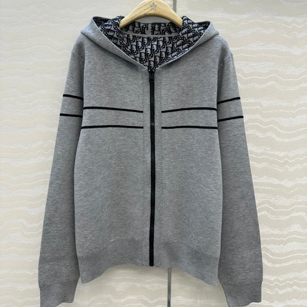 CD Hooded Jacket Grey Wool Cashmere