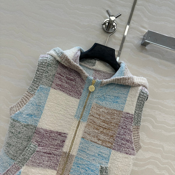 Gilet con cappuccio CC Multicolore Poliestere Fibre acriliche Lana