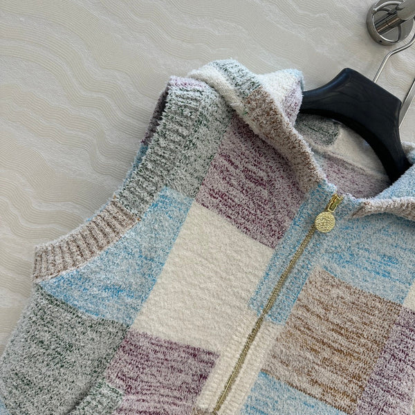 Gilet con cappuccio CC Multicolore Poliestere Fibre acriliche Lana