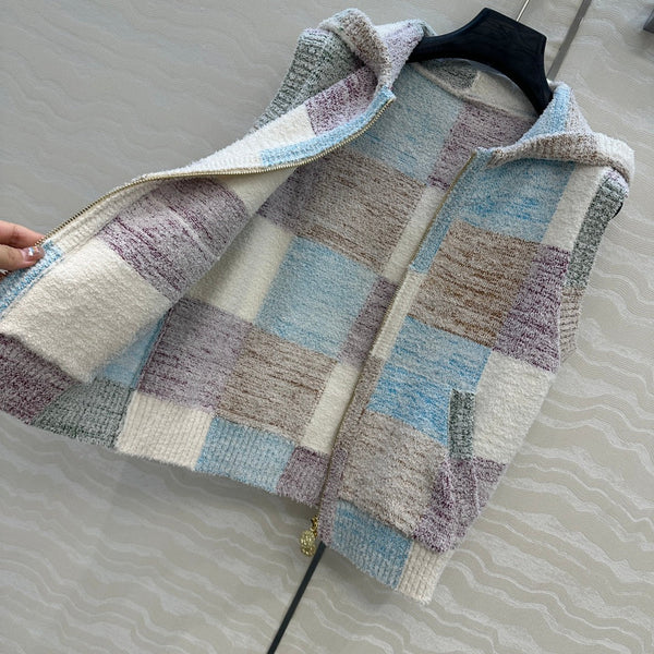 Gilet con cappuccio CC Multicolore Poliestere Fibre acriliche Lana