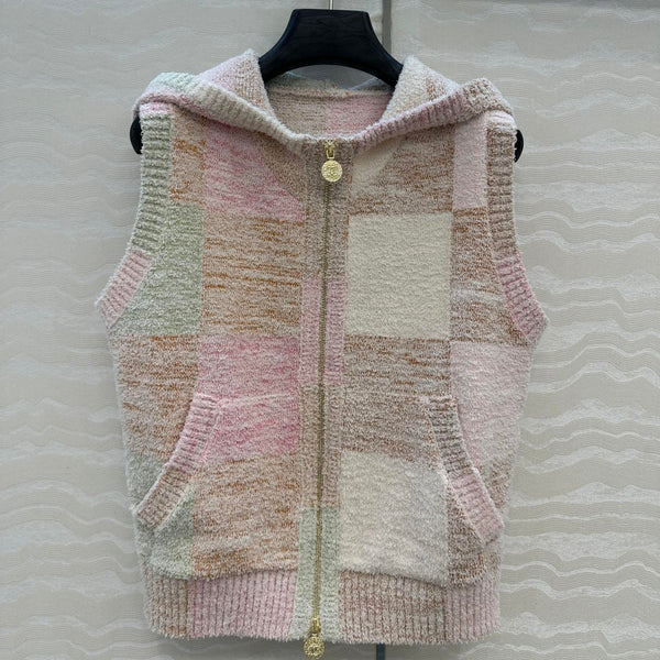 CC Hooded Vest Light Color Polyester Acrylic Fibers Wool
