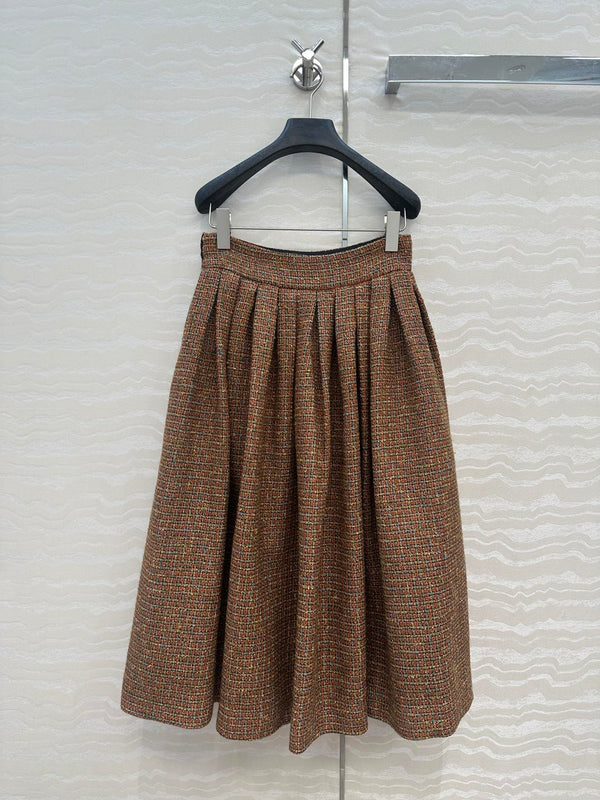 CC 25 Tweed Skirt Brown Wool Cotton Viscose