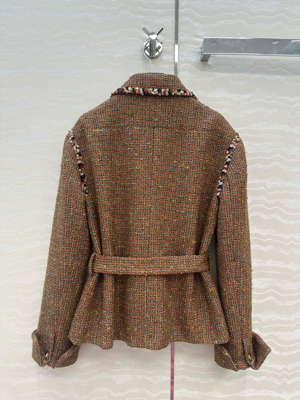CC 25 Tweed Jacket Brown Wool Cotton Viscose
