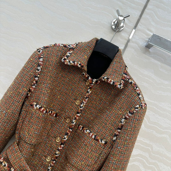 CC 25 Tweed Jacket Brown Wool Cotton Viscose