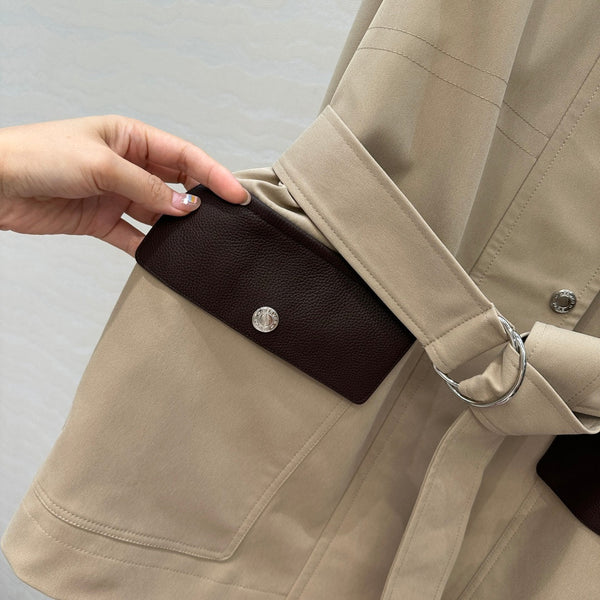 HM 25 Jacket Light Brown Fabric Mixed With Leather 02654