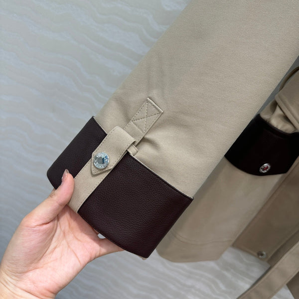 HM 25 Jacket Light Brown Fabric Mixed With Leather 02654