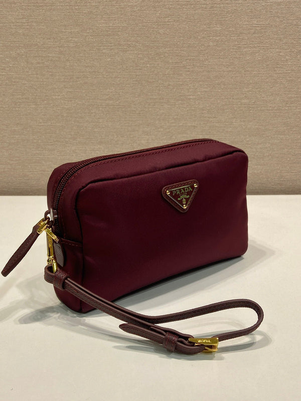 PRA clutch large 17 burgundy nylon fabric