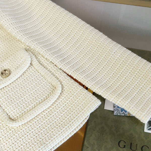 Gucci Rocheted Cardigan Cream Cotton 294121