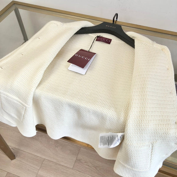 Gucci Rocheted Cardigan Cream Cotton 294121