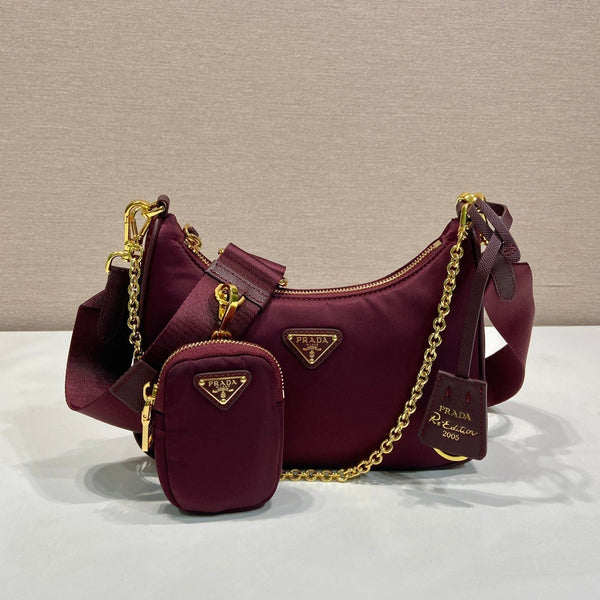 PRA Hobo Underarm Bag burgundy nylon fabric