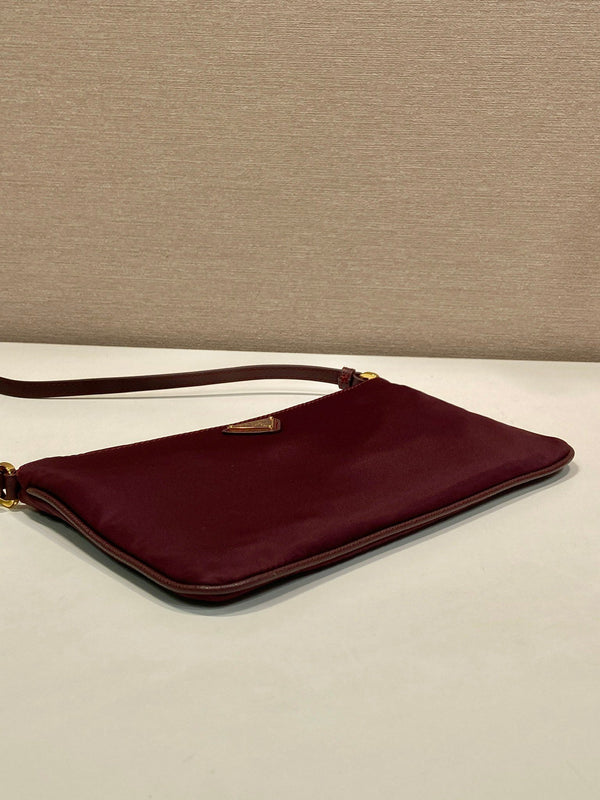 PRA vintage long shoulder bag burgundy nylon fabric