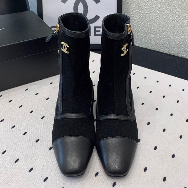 CC Ankel Boots 30mm Black Suede & Sheepskin 432507