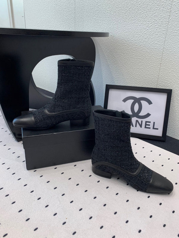 CC Ankel Boots 30mm Black Tweed & Sheepskin 432509