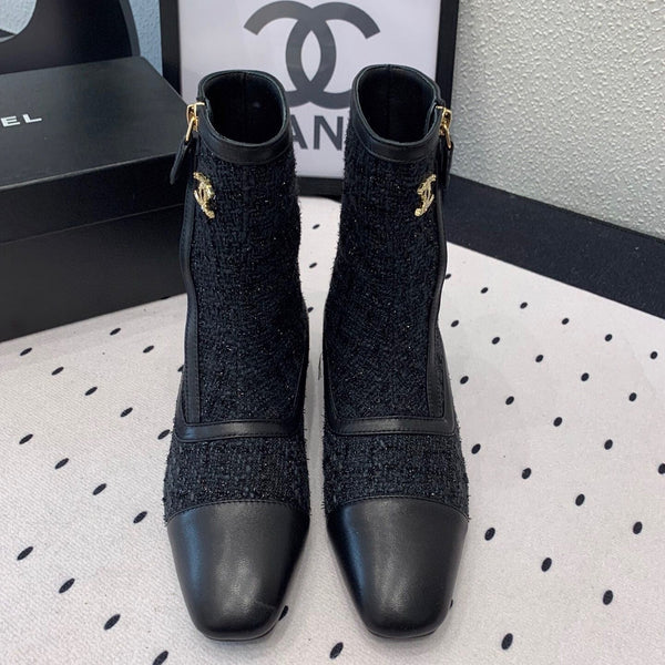CC Ankel Boots 30mm Black Tweed & Sheepskin 432509