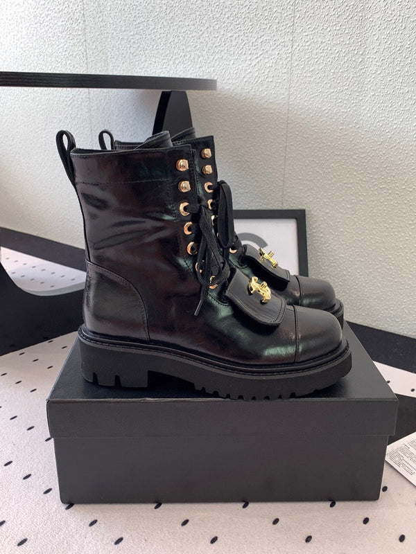 CC Split Toe Ankle Boot 40mm Black Sheepskin Rubber GHW 432515