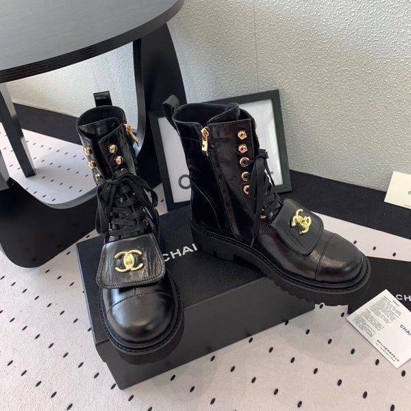 CC Split Toe Ankle Boot 40mm Black Sheepskin Rubber GHW 432515