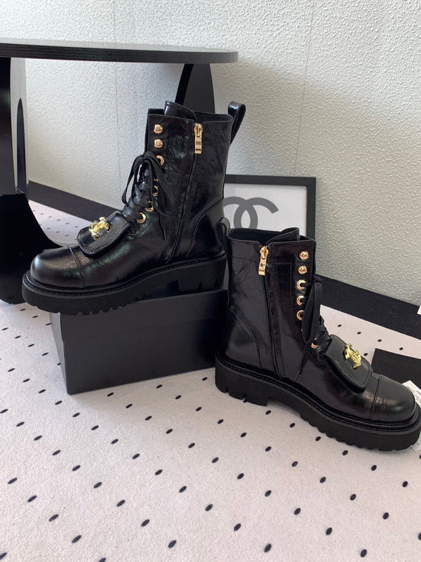 CC Split Toe Ankle Boot 40mm Black Sheepskin Rubber GHW 432515