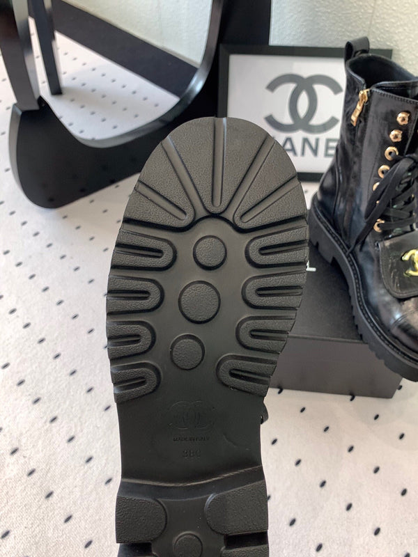 CC Split Toe Ankle Boot 40mm Black Sheepskin Rubber GHW 432515