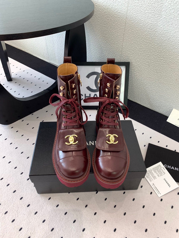Stivaletto alla caviglia con punta divisa CC 40mm in pelle di pecora bordeaux e gomma GHW 432516