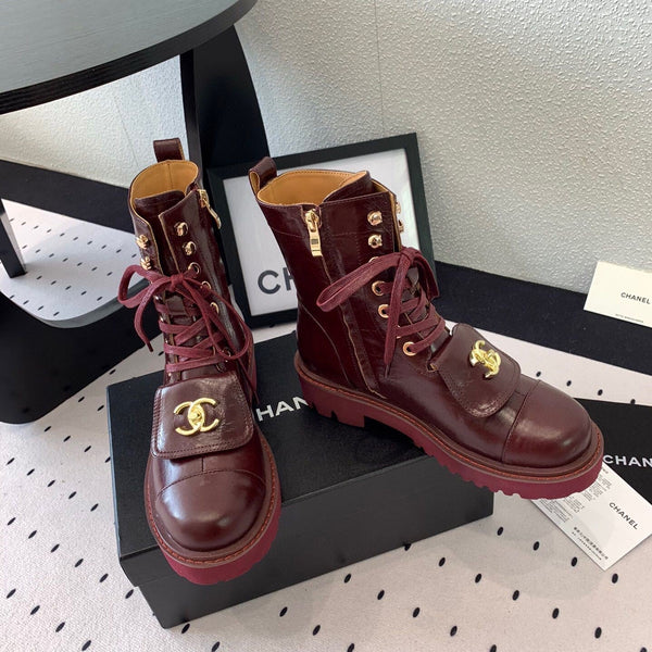 CC Split Toe Ankle Boot 40mm Burgundy Sheepskin Rubber GHW 432516