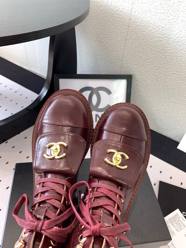 Stivaletto alla caviglia con punta divisa CC 40mm in pelle di pecora bordeaux e gomma GHW 432516