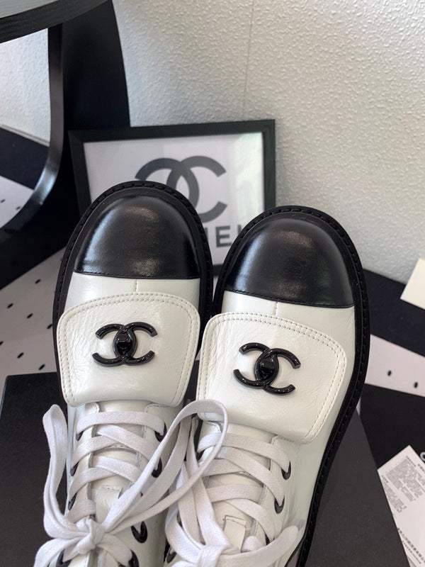 Stivaletto alla caviglia con punta divisa CC 40mm Bianco Nero Pelle di pecora Gomma 432518