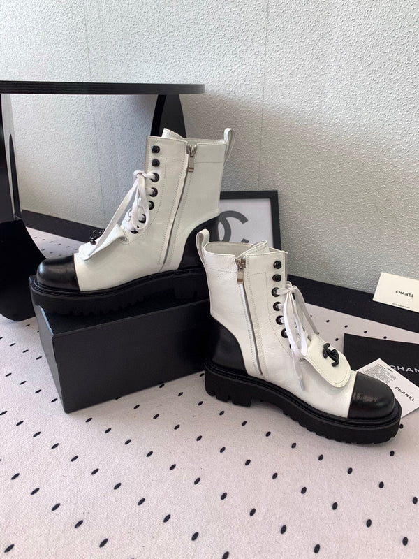 Stivaletto alla caviglia con punta divisa CC 40mm Bianco Nero Pelle di pecora Gomma 432518