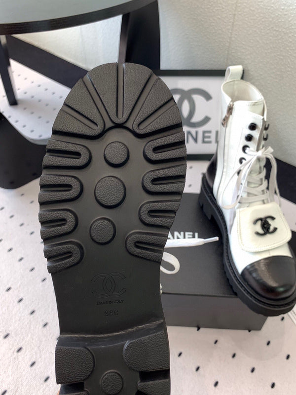 Stivaletto alla caviglia con punta divisa CC 40mm Bianco Nero Pelle di pecora Gomma 432518