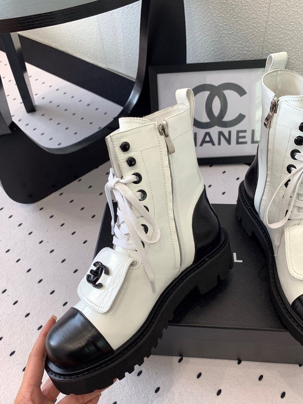 Stivaletto alla caviglia con punta divisa CC 40mm Bianco Nero Pelle di pecora Gomma 432518