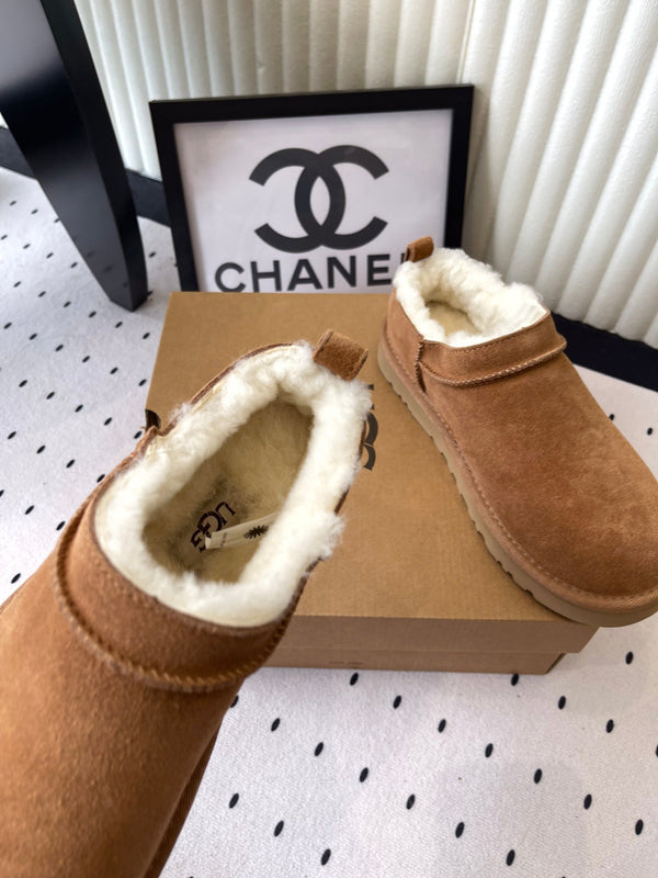 UGG Women Classic Micro Boots Tan Suede And Wool 514141