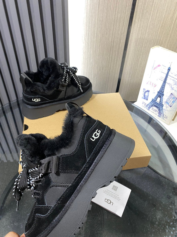 UGG Astromel Platform Sneakers Black Suede Frabic 512861