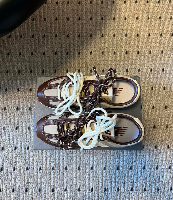 MiuMiu sneakers brown white sheepskin 522053