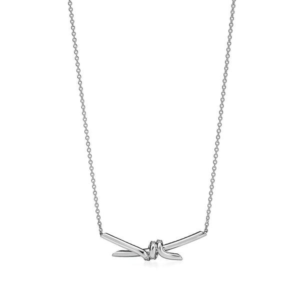 KNOT PENDANT SILVER DIAMOND NECKLACE