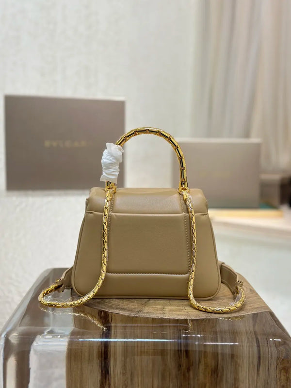 BVL Serpenti Reverse Top Handle 20cm Beige Calfskin GHW 188549