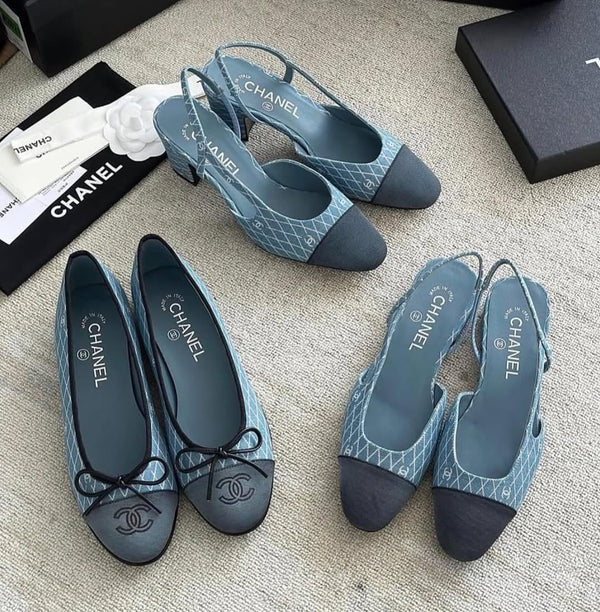 CC 25P Light Blue Black Quilted Denim