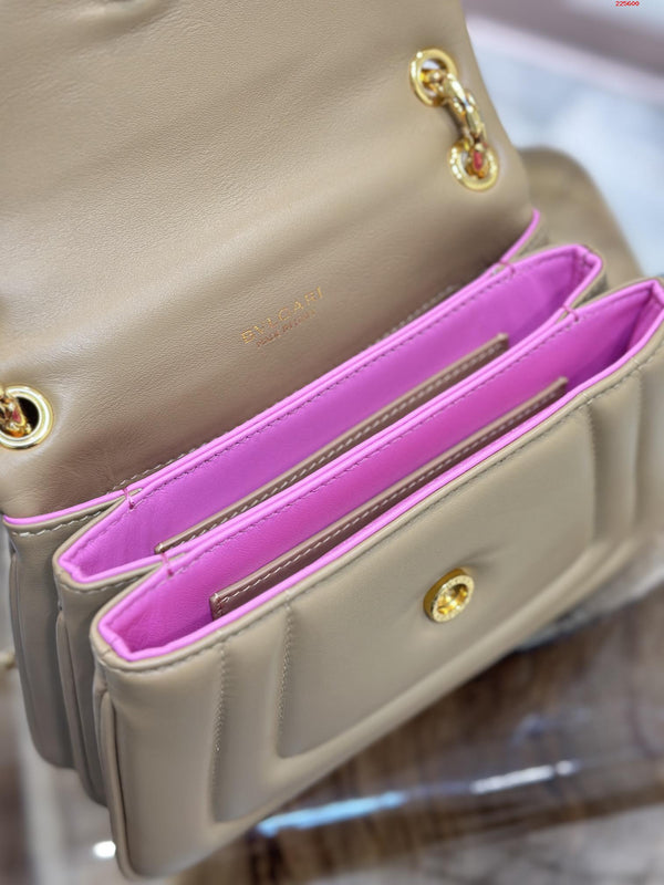 BVL Serpenti Reverse Shoulder Bag 22.5cm Beige Calfskin GHW 188584