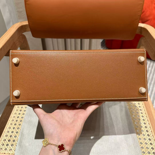 HM Mini Kelly 28cm Caramel Coating Togo Leather Gold Hardware