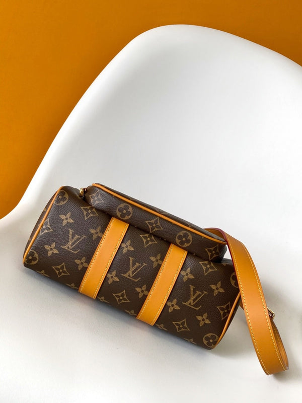 LV M14026 Keepall Bandoulière Cargo 25 Brown Monogram Caflskin GHW