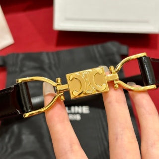 Cintura con fibbia CEL in oro 18 mm in pelle di vitello 176484