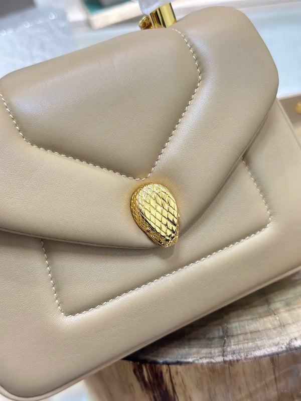 BVL Serpenti Reverse Top Handle 20cm Beige Calfskin GHW 188549